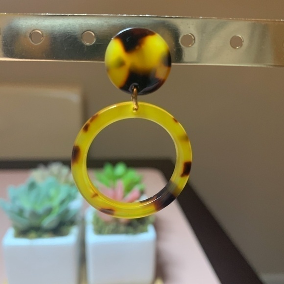 SALE💚 any 3 for $18 💚
 Tortoise Statement Hoop Acrylic Earrings - Picture 3 of 6